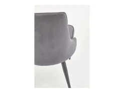 Silla de terciopelo gris oscuro con respaldo acolchado y patas de acero negro COSMOS