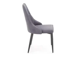 Silla de terciopelo gris oscuro con respaldo acolchado y patas de acero negro COSMOS