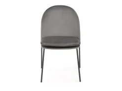 Silla de terciopelo gris con finas patas de metal negro MEET
