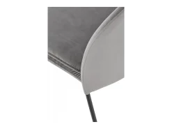 Silla de terciopelo gris con finas patas de metal negro MEET