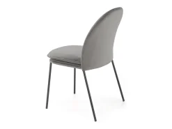 Silla de terciopelo gris con finas patas de metal negro MEET