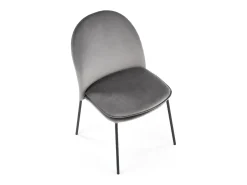Silla de terciopelo gris con finas patas de metal negro MEET