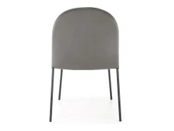 Silla de terciopelo gris con finas patas de metal negro MEET