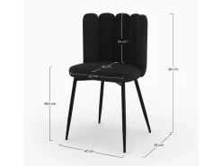 Silla de terciopelo negro con patas de metal negro - Rosy