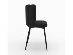 Silla de terciopelo negro con patas de metal negro - Rosy