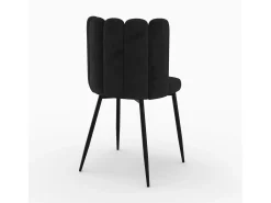 Silla de terciopelo negro con patas de metal negro - Rosy