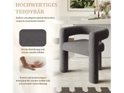 Silla de terciopelo Teddy gris antracita - estilo patchwork - ideal para cafeterías, salón o comidas en familia