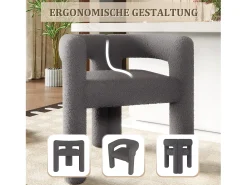 Silla de terciopelo Teddy gris antracita - estilo patchwork - ideal para cafeterías, salón o comidas en familia