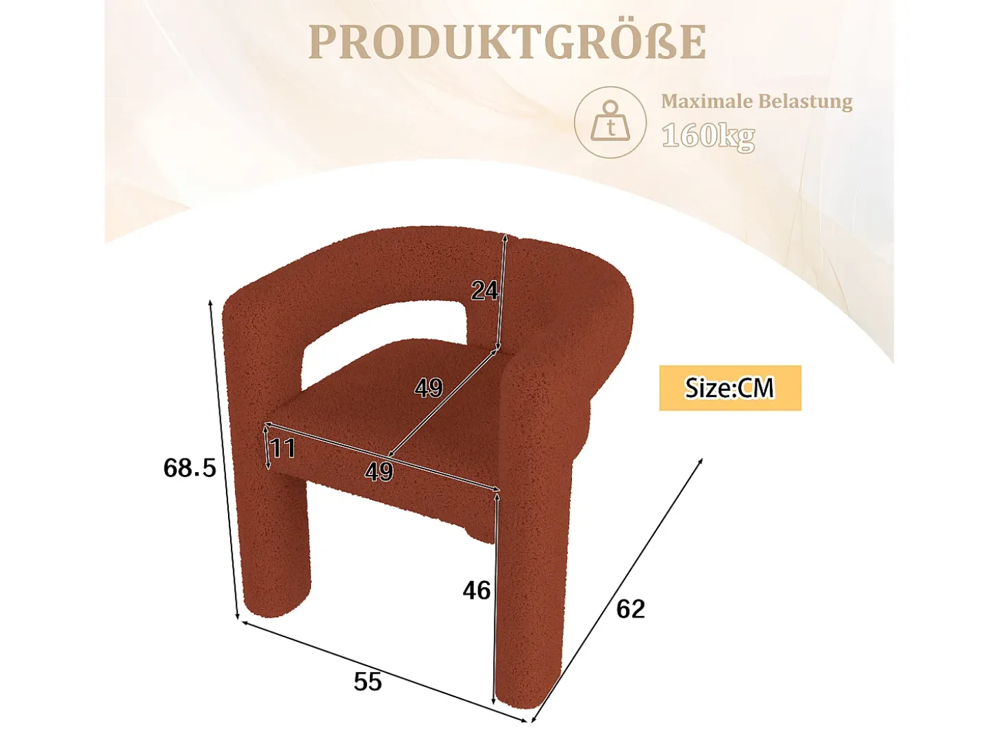 Silla de terciopelo Teddy marrón - estilo patchwork - ideal para cafetería, salón o comidas en familia