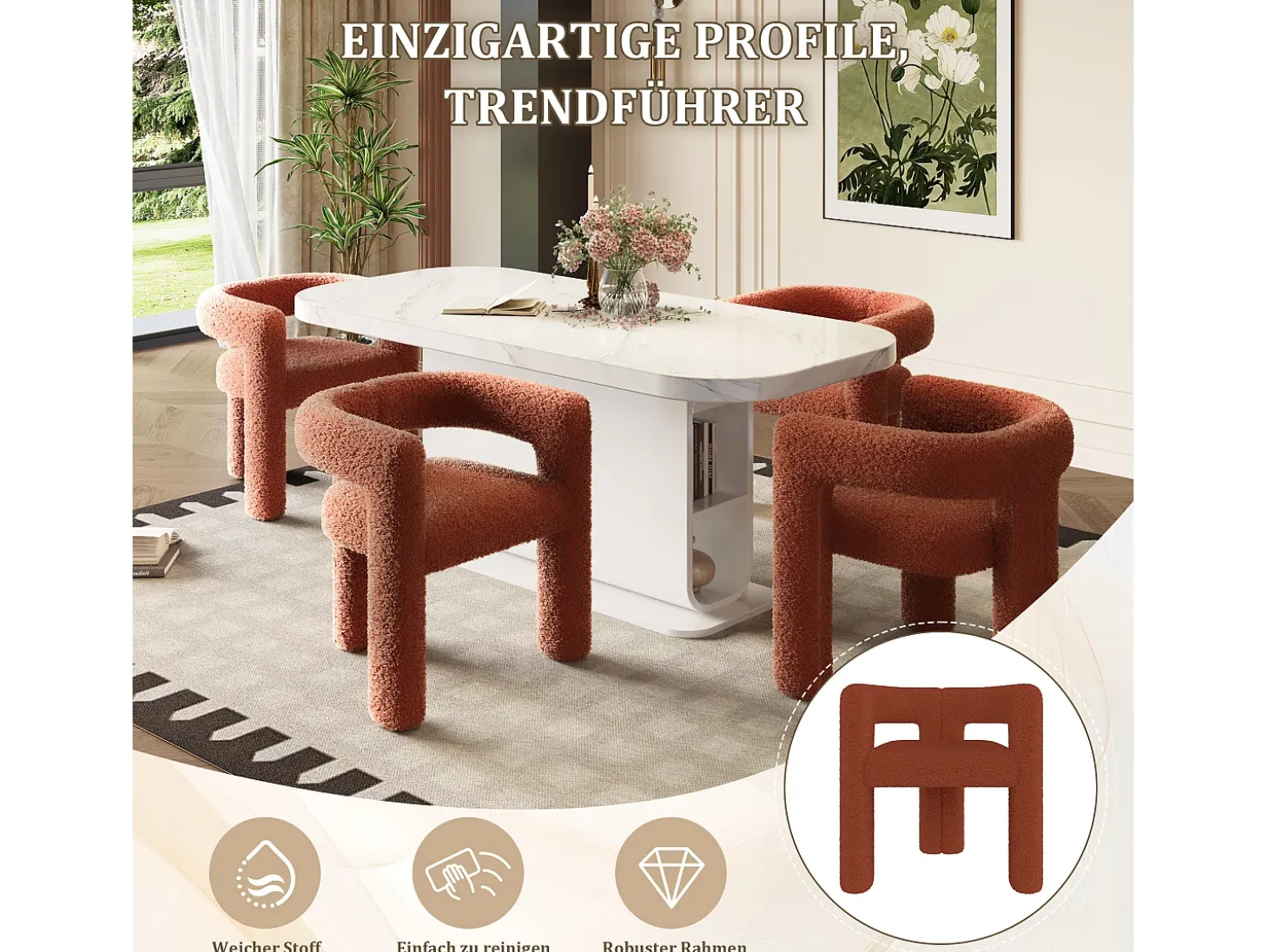 Silla de terciopelo Teddy marrón - estilo patchwork - ideal para cafetería, salón o comidas en familia