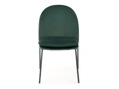Silla de terciopelo verde con finas patas de metal negro MEET