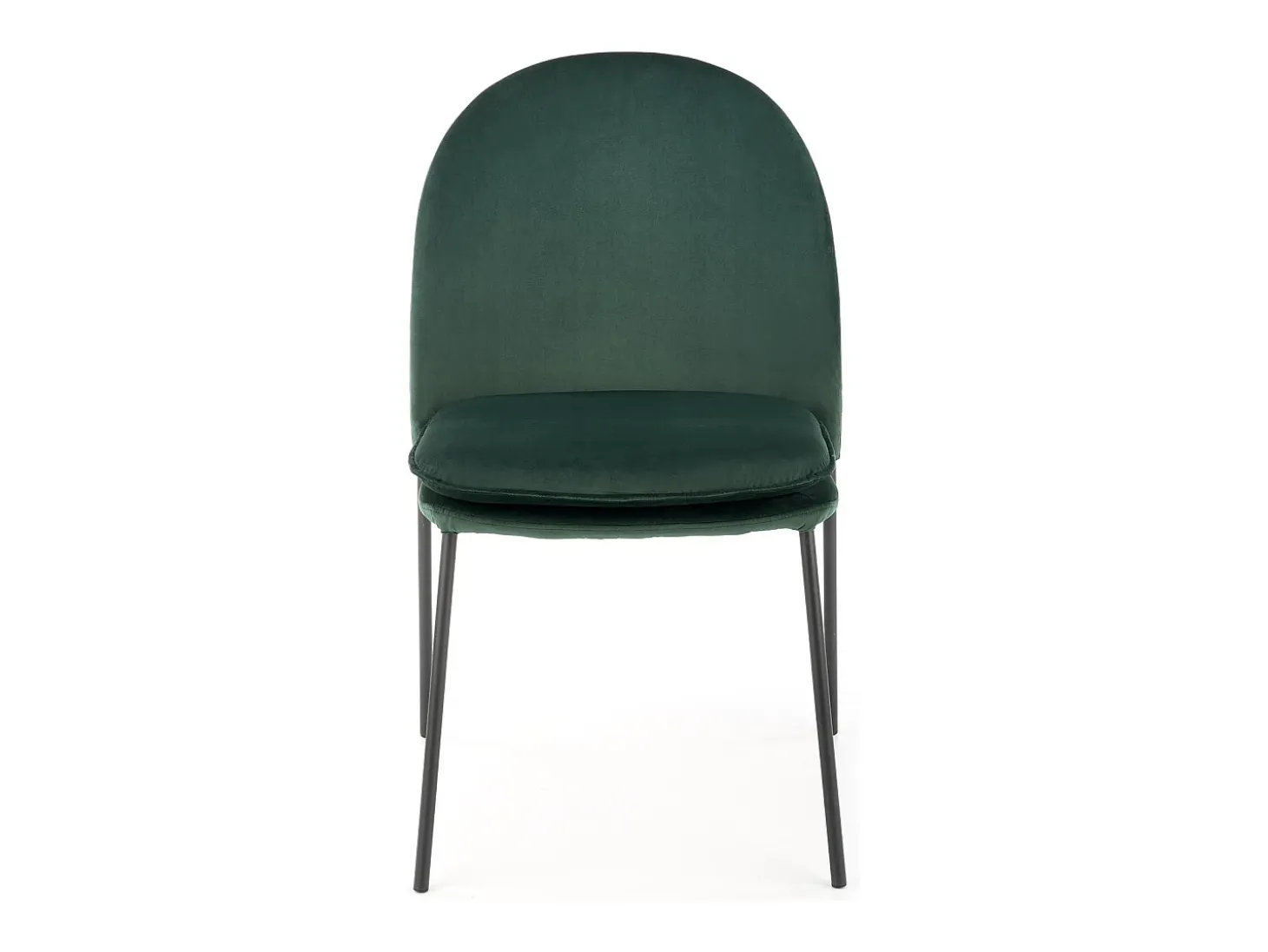 Silla de terciopelo verde con finas patas de metal negro MEET