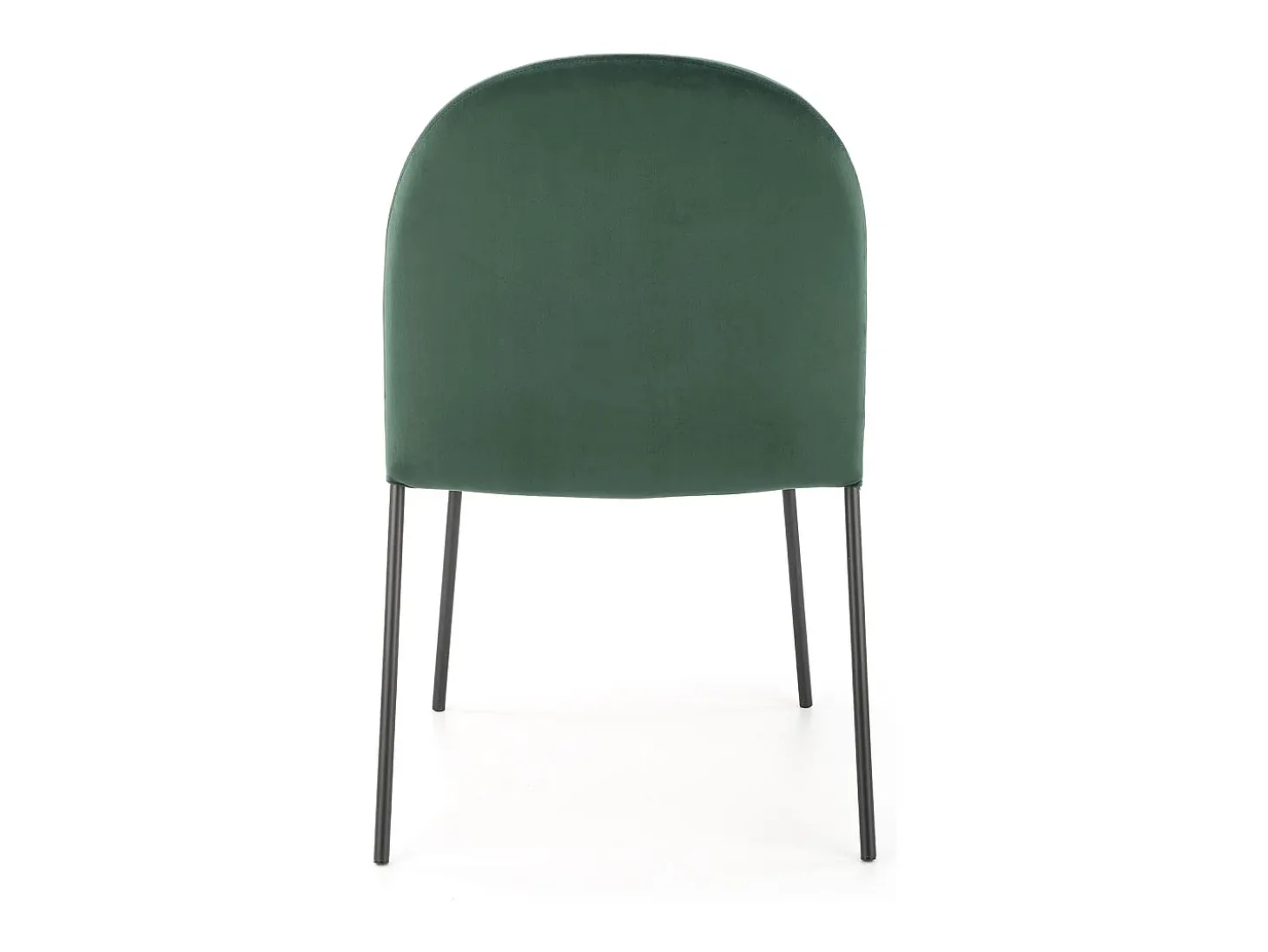 Silla de terciopelo verde con finas patas de metal negro MEET