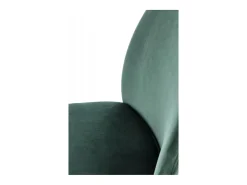 Silla de terciopelo verde con finas patas de metal negro MEET