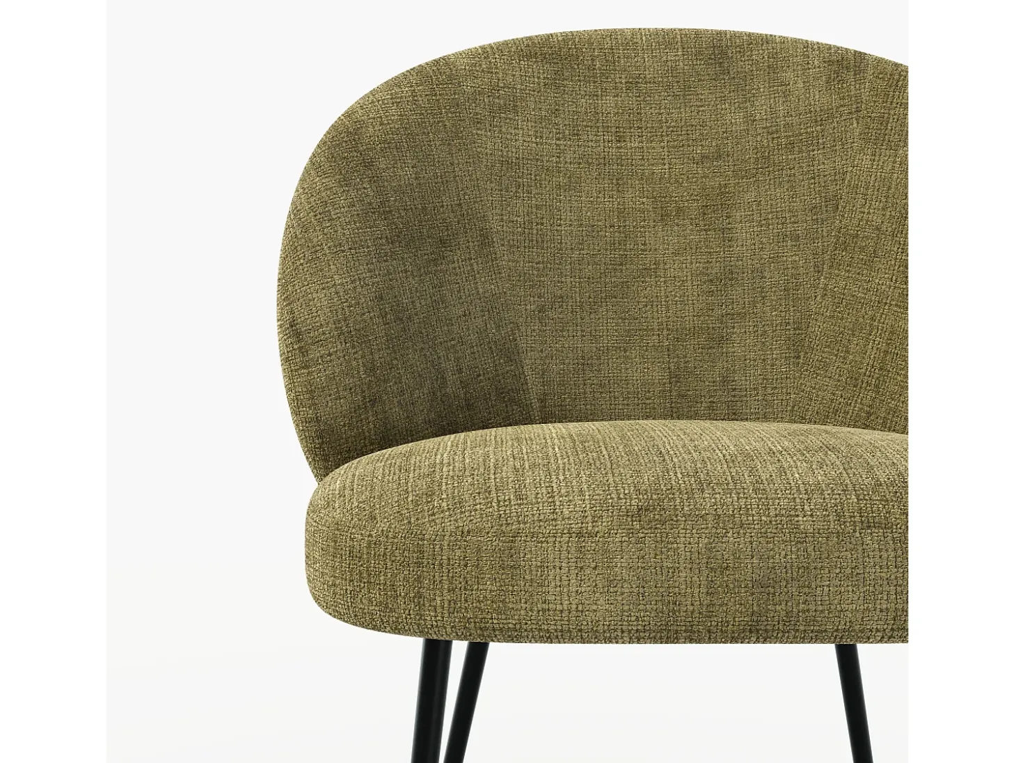 Silla de terciopelo verde oliva y metal negro - Bloomy