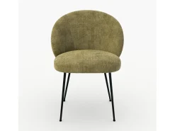 Silla de terciopelo verde oliva y metal negro - Bloomy