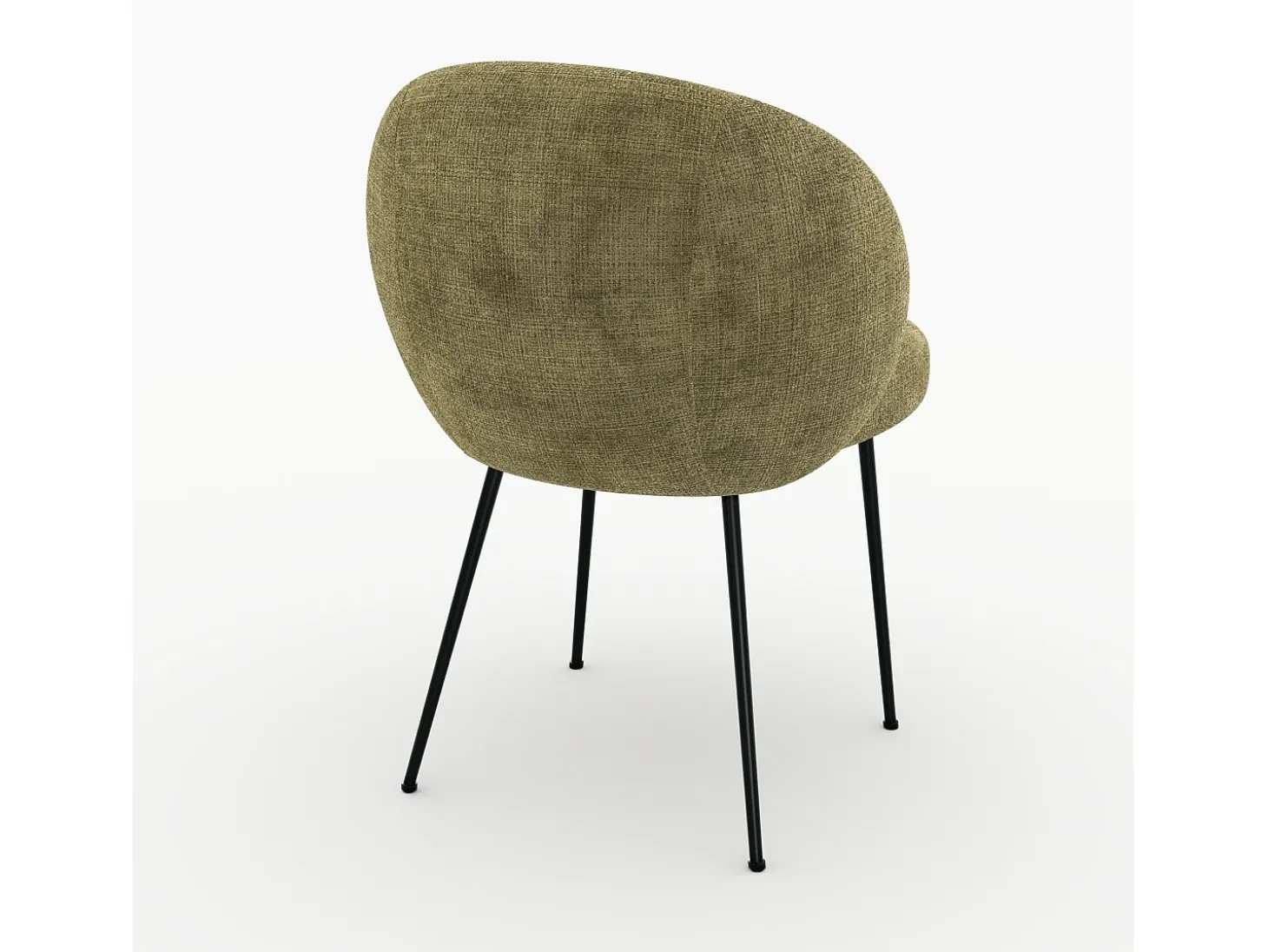 Silla de terciopelo verde oliva y metal negro - Bloomy
