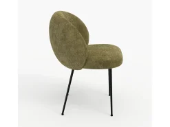 Silla de terciopelo verde oliva y metal negro - Bloomy