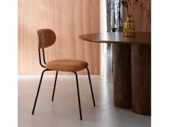 Silla decoración madera curvada teñida nogal y tela repelente al agua,
