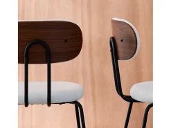 Silla decoración madera curvada teñida nogal y tela repelente al agua,