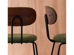 Silla decoración madera curvada teñida nogal y tela repelente al agua,