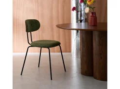 Silla decoración madera curvada teñida nogal y tela repelente al agua,