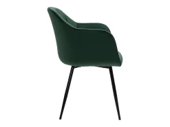 Silla diseño de terciopelo verde y patas de metal negro MILLY