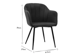 Silla diseño de terciopelo verde y patas de metal negro MILLY