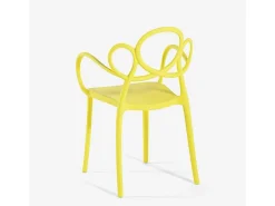 Silla diseño moderno elegante de polipropileno con reposabrazos Derby - Amarillo