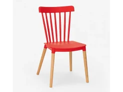 Silla diseño moderno madera polipropileno restaurante bar cocina Praecisura - Rojo