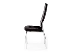 Silla Elysium tapizada en terciopelo negro con patas de metal