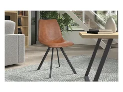 Silla EMET PU Cognac, dimensiones H83 x L46 x P60 cm, ideal para tu cocina o comedor.