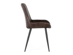 Silla en cuero natural natural marrón oscuro
