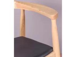 Silla en madera de fresno y cojín de polipiel - Santon - Fresno Natural