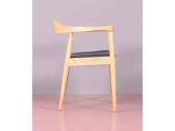 Silla en madera de fresno y cojín de polipiel - Santon - Fresno Natural