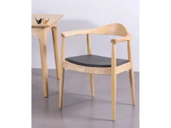 Silla en madera de fresno y cojín de polipiel - Santon - Fresno Natural