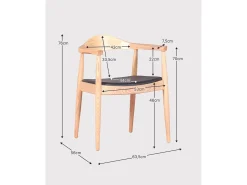 Silla en madera de fresno y cojín de polipiel - Santon - Fresno Natural
