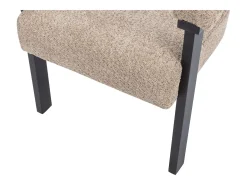 Silla en tela bouclé y madera de hevea - Topo y negro - LIVELIA
