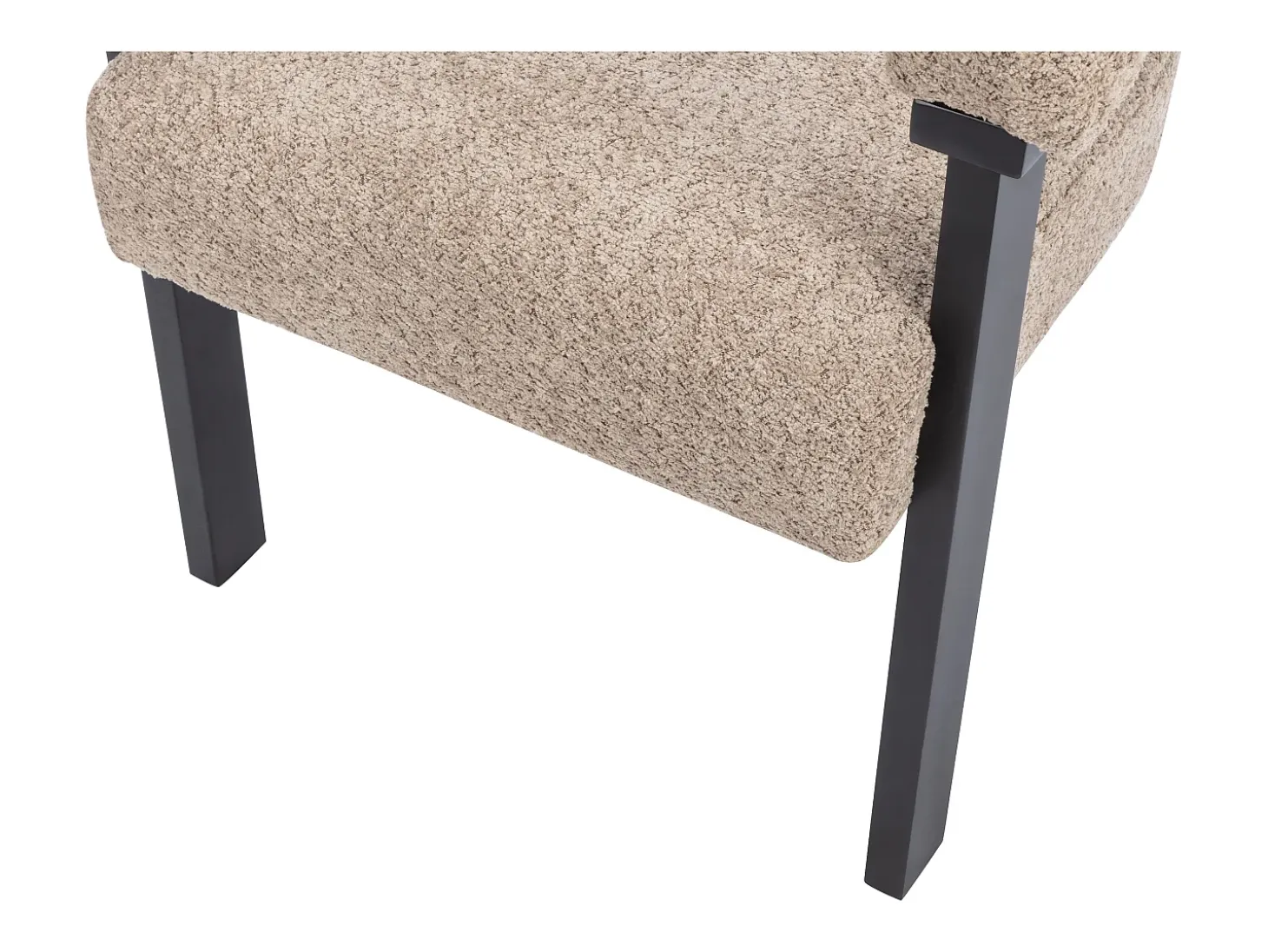 Silla en tela bouclé y madera de hevea - Topo y negro - LIVELIA