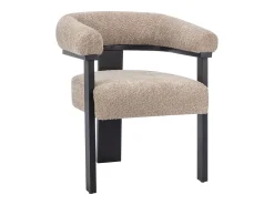 Silla en tela bouclé y madera de hevea - Topo y negro - LIVELIA