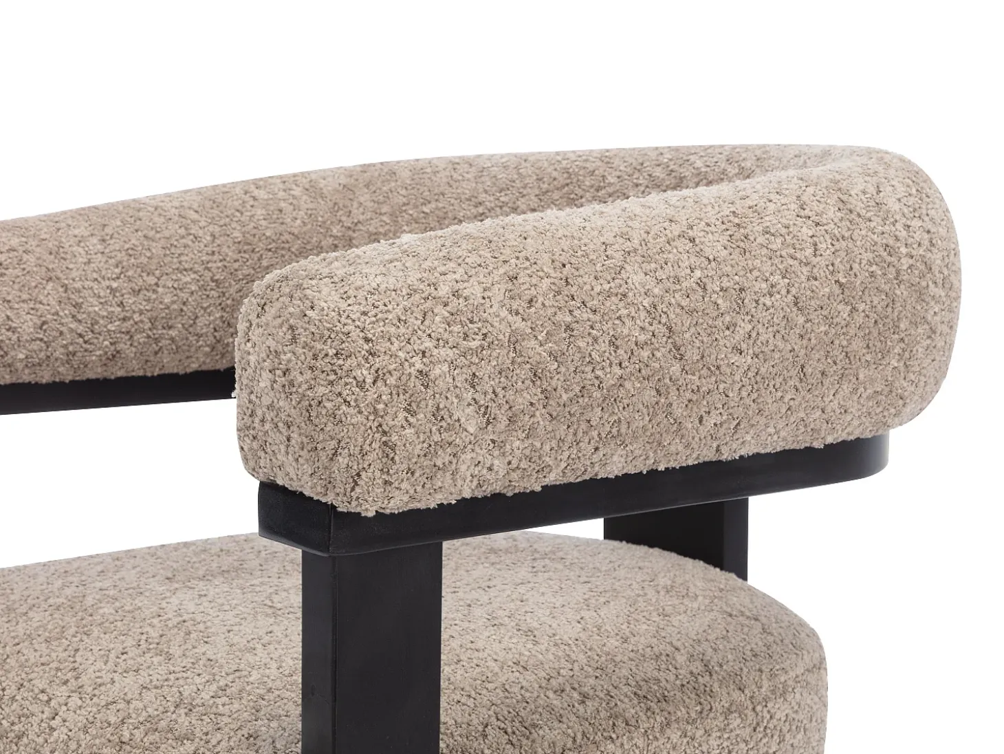 Silla en tela bouclé y madera de hevea - Topo y negro - LIVELIA
