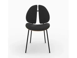 Silla en terciopelo negro y madera de nogal - Coccinelle