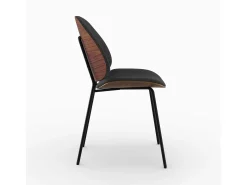 Silla en terciopelo negro y madera de nogal - Coccinelle