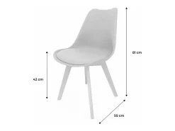 Silla escandinava con patas de madera de haya, set de 4 gris