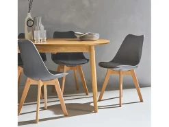 Silla escandinava con patas de madera de haya, set de 4 gris