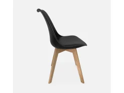 Silla escandinava con patas de madera de haya, set de 4 negro