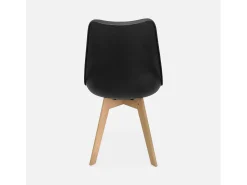 Silla escandinava con patas de madera de haya, set de 4 negro