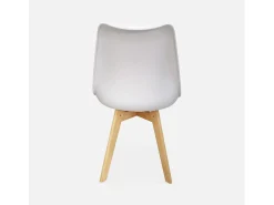 Silla escandinava con patas de madera de haya, set de 6 blanco