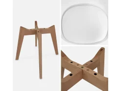 Silla escandinava con patas de madera de haya, set de 6 blanco