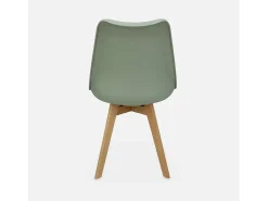 Silla escandinava con patas de madera de haya, set de 6 verde celadón
